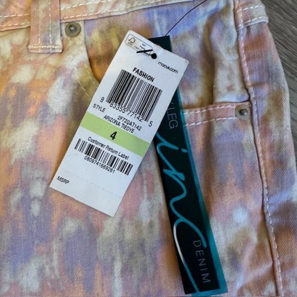 NWT Inc Denim Skinny Leg Regular Fit Women's Arizona Tie Dye Jeans‎ Size 4